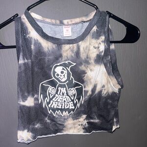 size S acid wash “i’m dead inside” grim reaper crop tank top